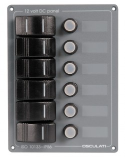 Pannello eletrtico in alluminio e policarbonato verticale 6 interruttori 